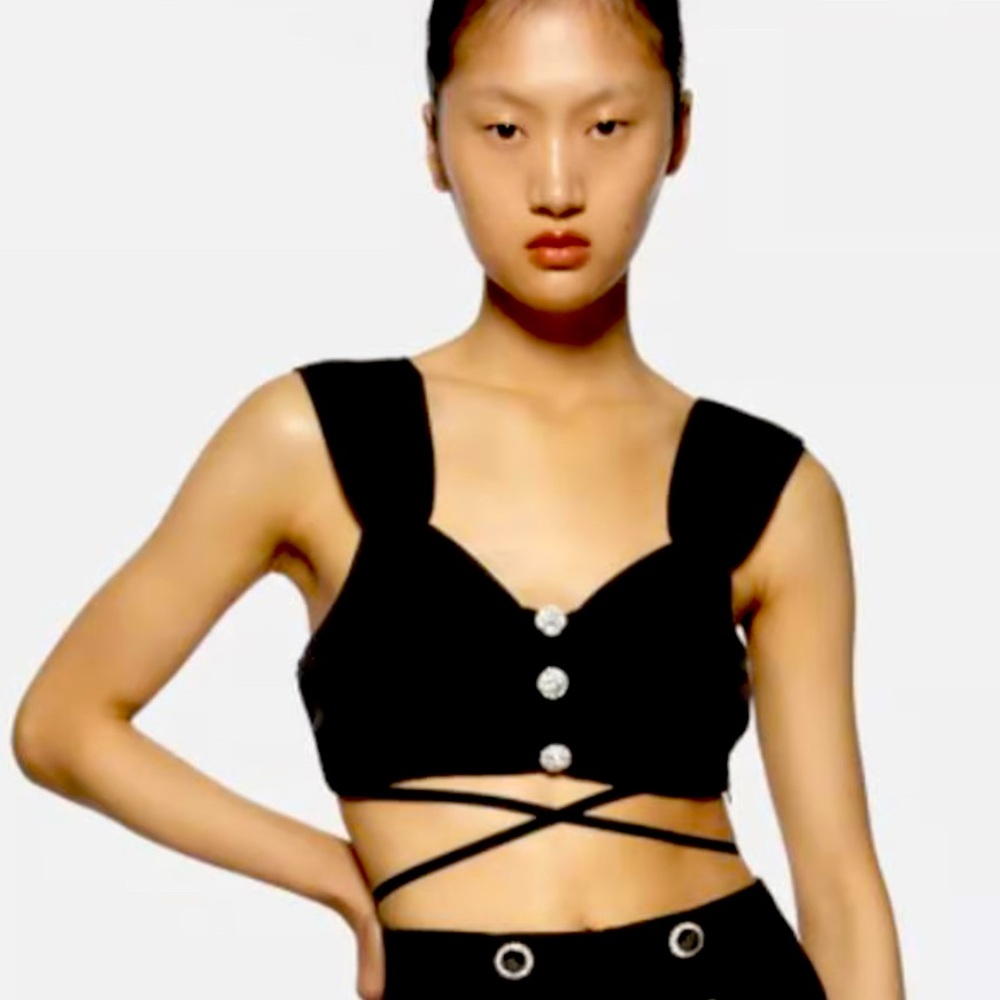 ZARA strapping jewel Button Top 9878-219